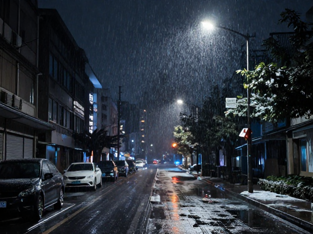 雨夹雪夜景怎么拍?摄影爱好者必看参数与构图技巧