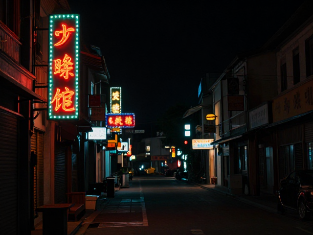 市井夜景怀旧复古,街边灯牌点亮城市烟火气
