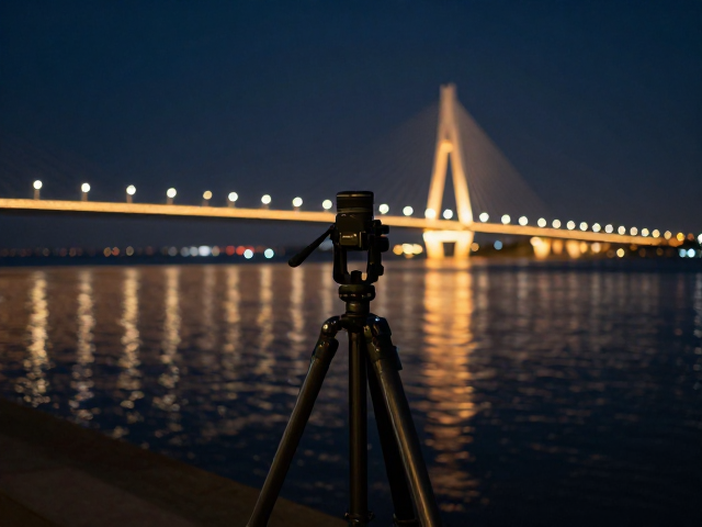三脚架拍桥梁夜景，水面倒影构图与参数技巧