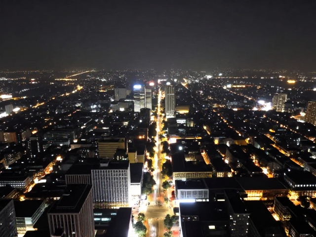 夜景拍太亮?缩小光圈或减光,高角度俯拍显规模