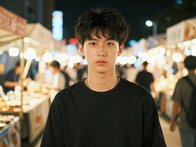 夜间人像拍摄,用灯光市集打造高质感社交媒体封面