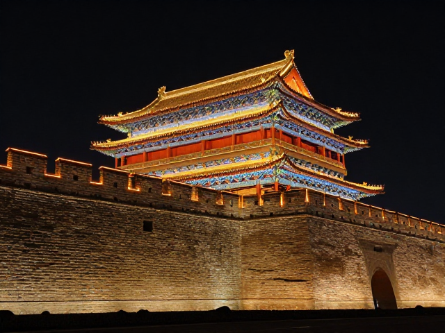 古城墙灯光秀神仙机位,侧面斜角拍出绝美古韵大片