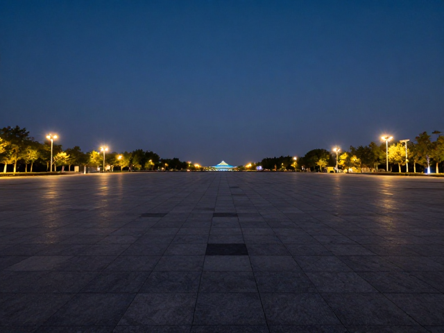 室外夜景广场拍摄指南,地平线水平校正技巧,打造完美夜景大片