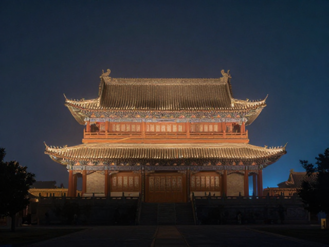 古建筑夜景拍摄,包围曝光合成打造诗意朦胧意境