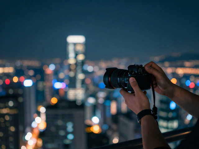 城市高楼观景台慢曝技巧,ISO 100-400拍出绝美夜景
