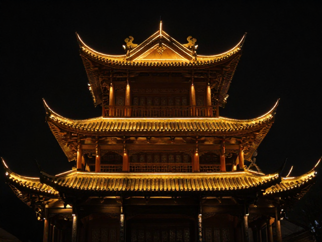 古风机位下的建筑轮廓灯,打造极致仙侠氛围风