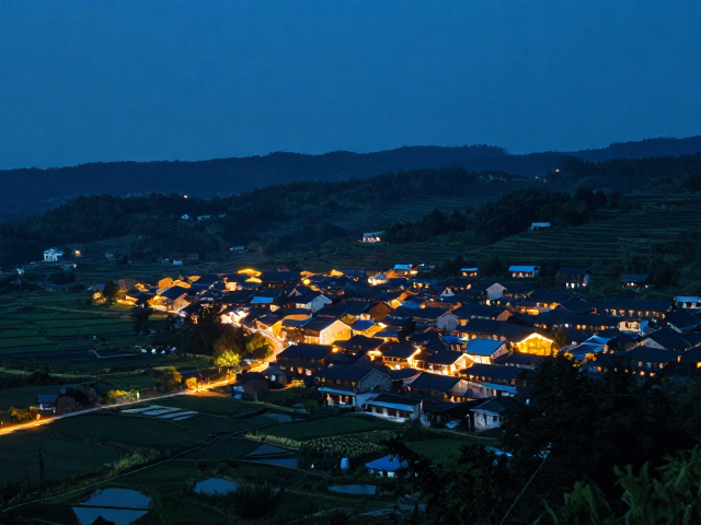 田园夜景下的村庄灯火,解锁乡村文旅新体验