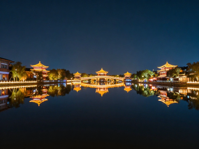 水光夜景中心线构图,景区夜游水面绝美打卡指南