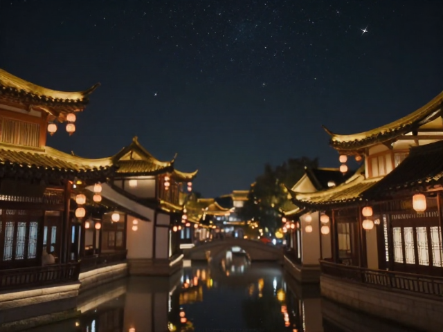 国风夜景之美,古典雅致与星芒效果的极致融合