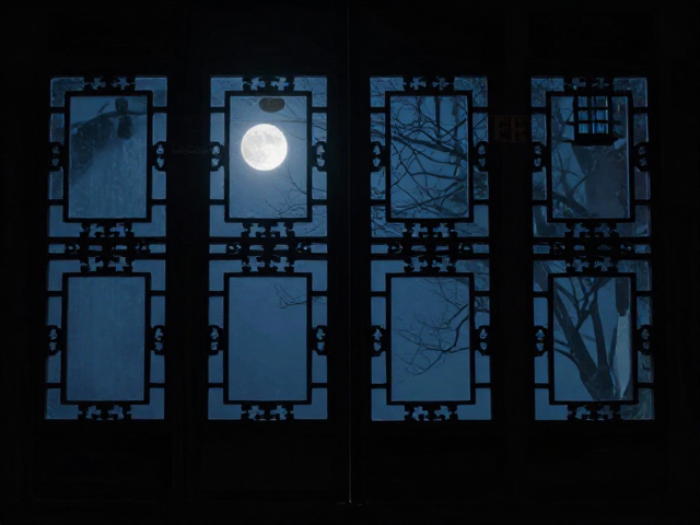 古风夜景月色冷光映照雕花窗棂,沉浸式国风美学打卡指南