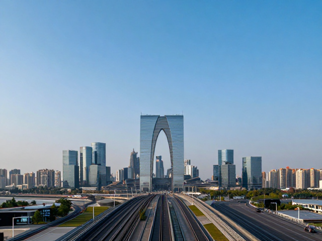 解锁高空全景机位!车轨延时下的地标居中构图美学