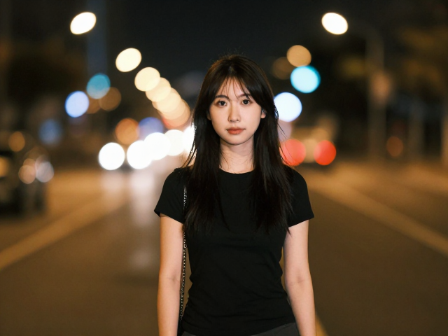 大光圈进光足!夜景虚化技巧,人物偏离中心更出片