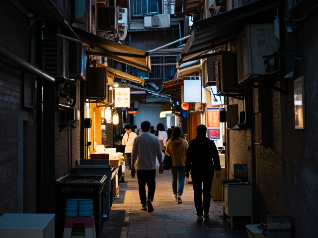 重庆夜巷市井夜景,定格行人背影的治愈烟火气