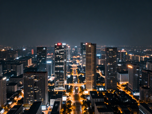 成都天府新区夜景全景航拍,垂直顶视绝美风光
