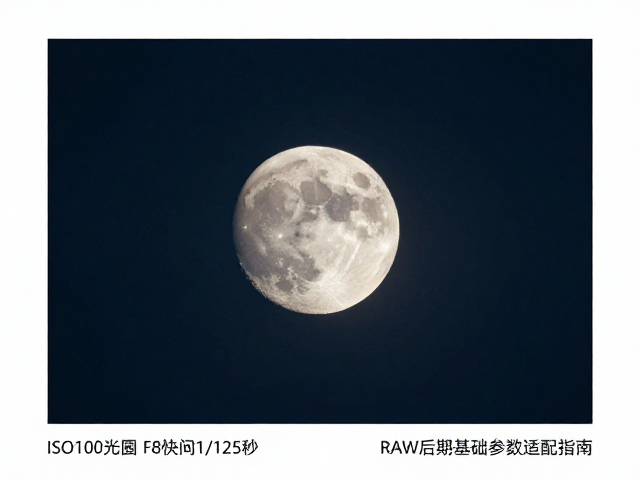 月亮ISO100光圈F8快门1/125秒拍摄与RAW后期基础参数适配指南