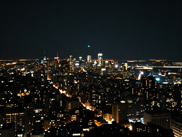 城市灯光亮起前，缩小光圈f/8-f/16拍摄绝美室外夜景