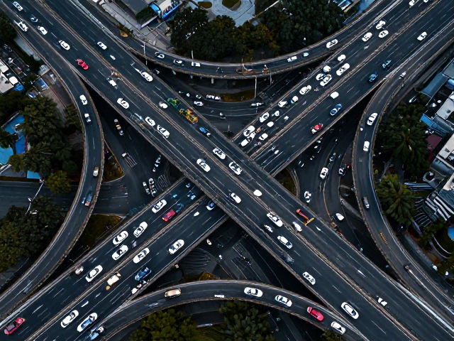 车流机位,立交桥俯拍,三分法构图,拍出高流量大片