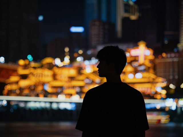 夜景光影绝美,巧用灯光层次与逆光剪影,拍出高级感大片