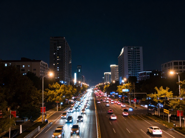 国庆夜景车流实拍,繁华背后的城市脉搏与星空