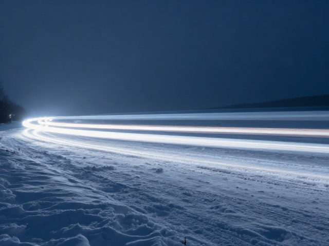 冷白雪色下的氛围夜景,定格绝美光轨瞬间
