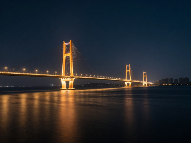 跨江大桥夜景拍摄,三分法构图打造绝美大片