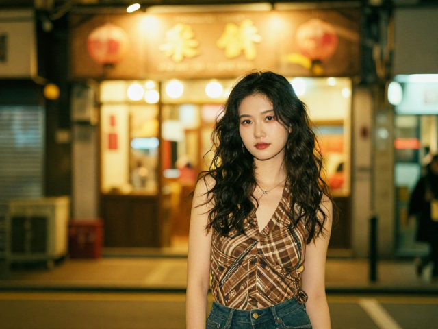 港风夜景人像怎么拍?街边店铺人像机位与氛围感构图指南