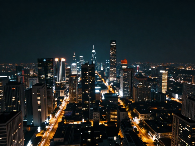 电影海报风车流夜景,广角镜头捕捉都市流光溢彩
