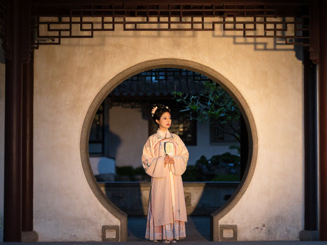 汉服夜拍绝美机位,园林拱门窗棂古风打卡攻略