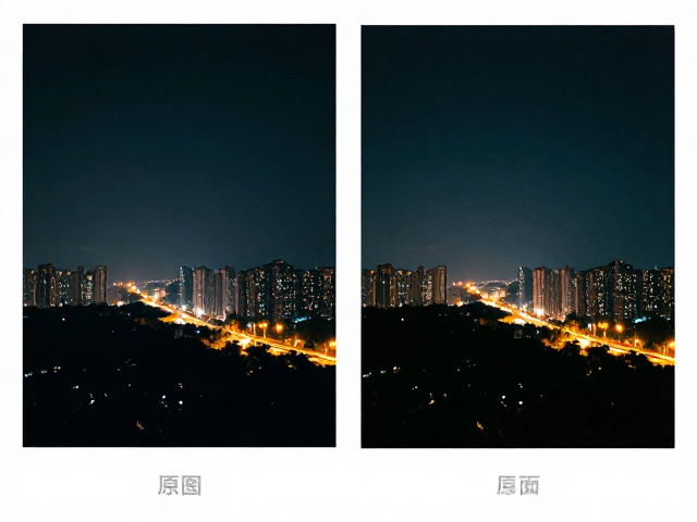 简易调色,夜景模式,同场景前后期对比,手机拍出电影感大片