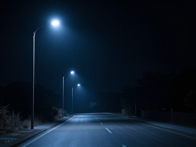 冷色调夜景下的路灯光源,如何用画面留白营造极致氛围感