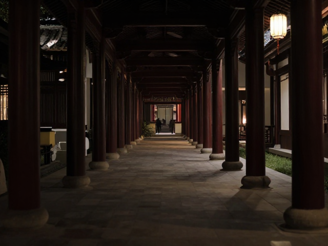 国风夜景摄影,利用引导线构图打造静谧幽深意境