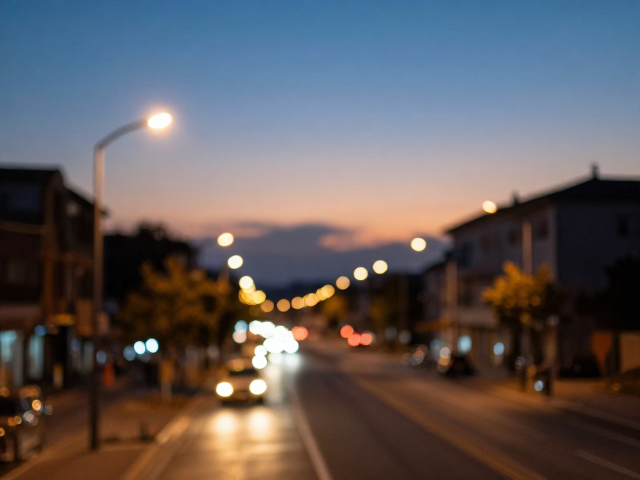 晨昏夜景下的都市氛围,路灯光斑柔化下的浪漫邂逅
