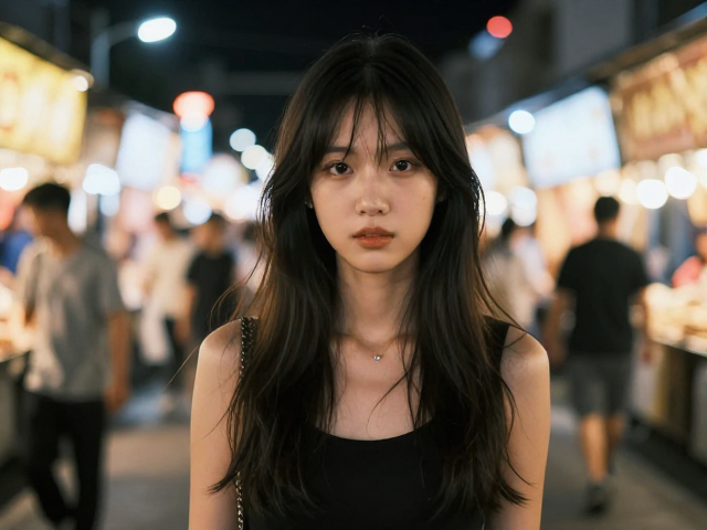 夜市人像拍摄技巧，巧妙处理环境用光，一键去除杂乱光斑
