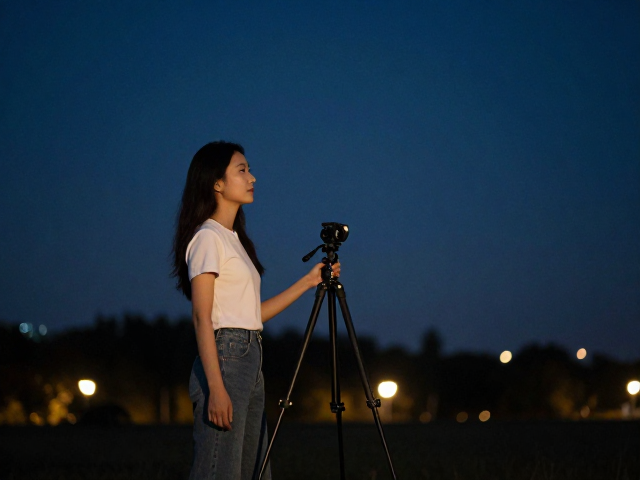 三脚架稳拍夜景人像,浪漫夜色下的绝美构图与参数指南