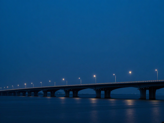静谧蓝调下的桥梁夜景,高质感摄影作品展示与拍摄灵感分享