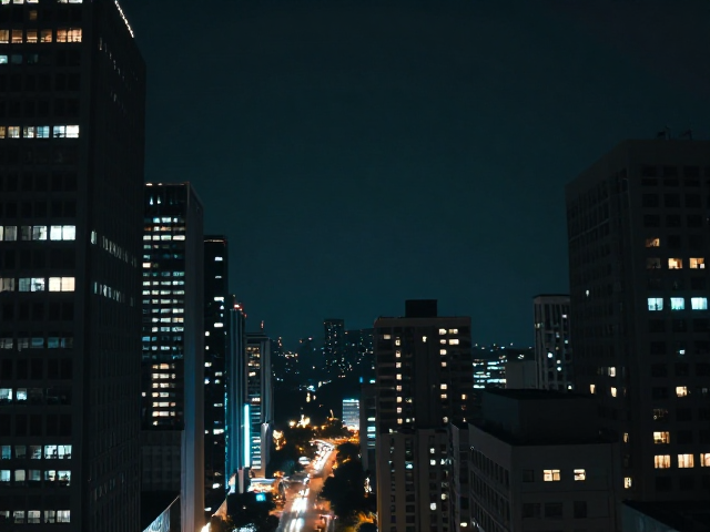 科技夜景暗调电影感,冷色环境光打造极致视觉大片