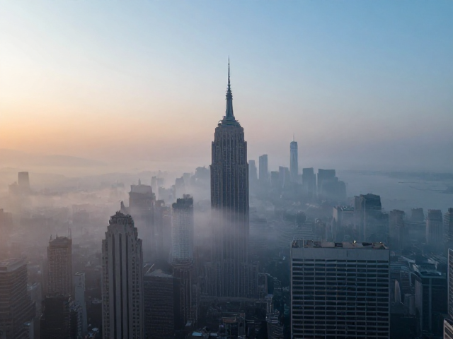 轻雾笼罩地标建筑,高空全景机位绝美打卡指南