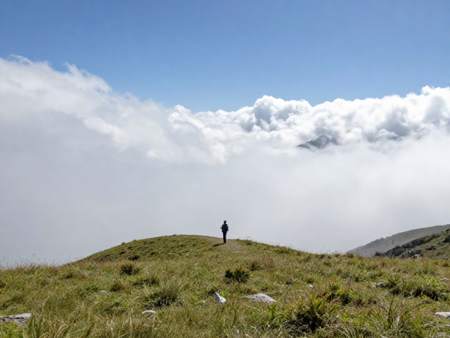 高山草甸徒步指南,大场景人物小,定格登山氛围感绝美画面