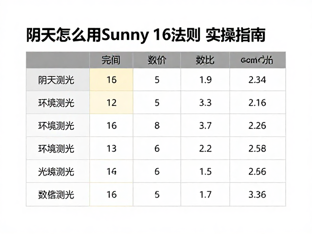 阴天怎么用Sunny 16法则?环境测光数值参考与实操指南