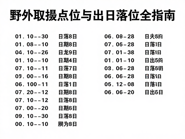 野外取景点位管理,最佳拍摄季节与日出日落时间全指南