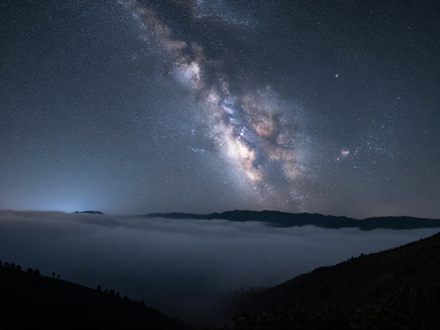 云雾山野拍摄技巧,包围曝光定格绝美星空银河