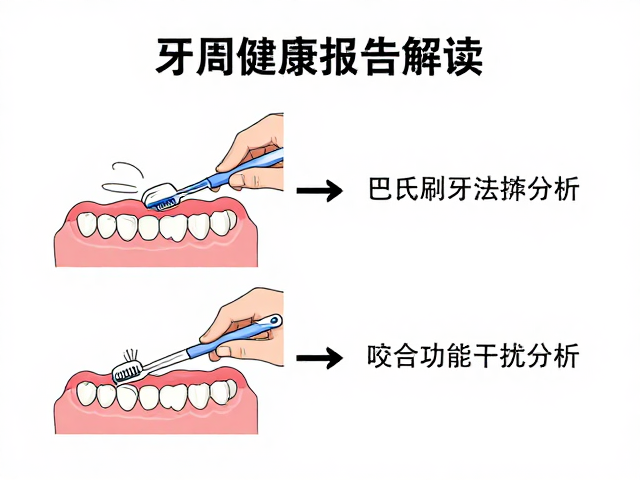 牙周健康报告解读,巴氏刷牙法演示与咬合功能干扰点分析