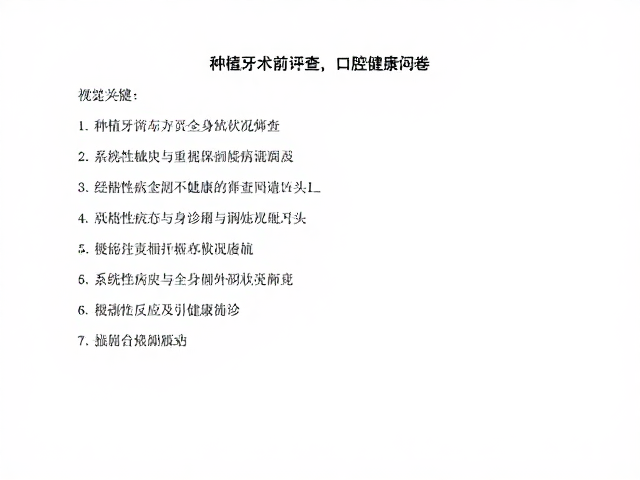 口腔健康问卷：系统性病史与全身状况筛查