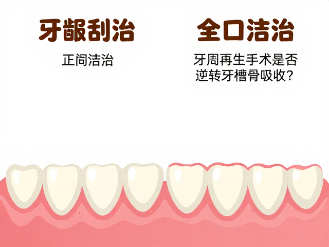 牙龈刮治与全口洁治区别?牙周再生手术能否逆转牙槽骨吸收?
