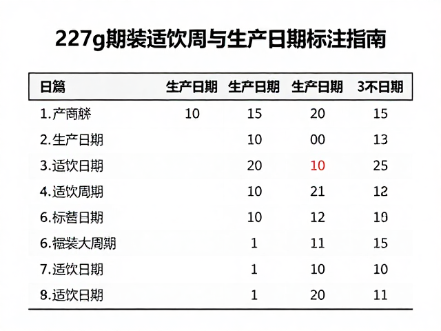 227g规格下的适饮周期计算逻辑