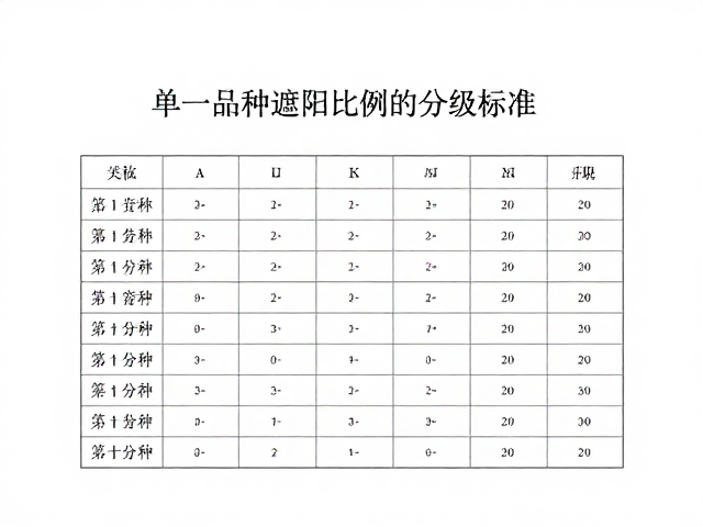 基于作物类型的遮阴比例分级标准