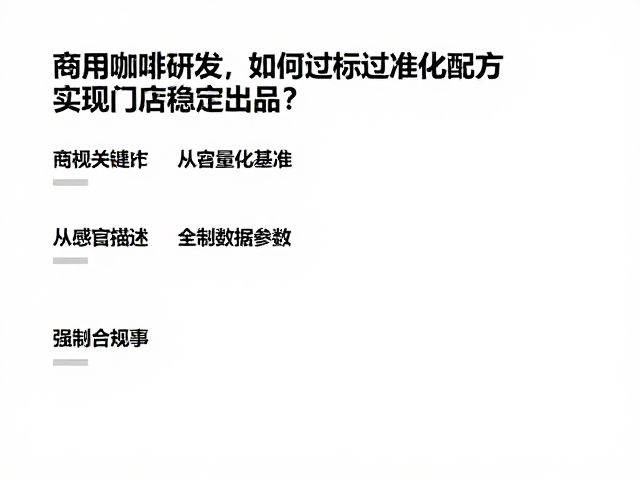 商用咖啡研发,如何通过标准化配方实现门店稳定出品?