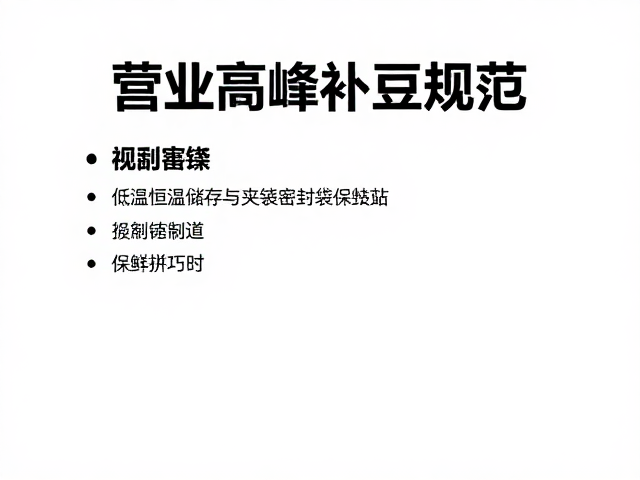 营业高峰补豆规范，低温恒温储存与夹链密封袋保鲜技巧