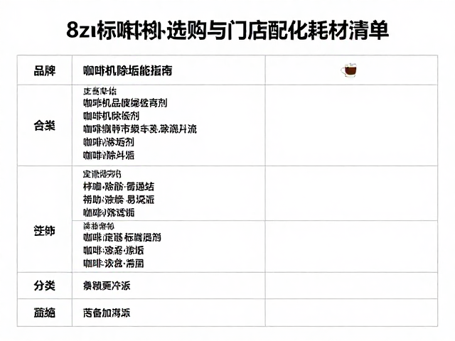 门店配套耗材的标准化配置清单