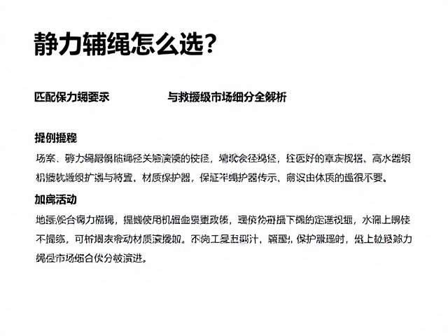 救援级静力绳的市场细分与材质演进